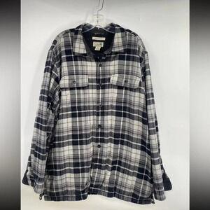 L.L BEAN Mens XL Plaid Fleece Lined Traditional Fit Flannel Shirt Shacket